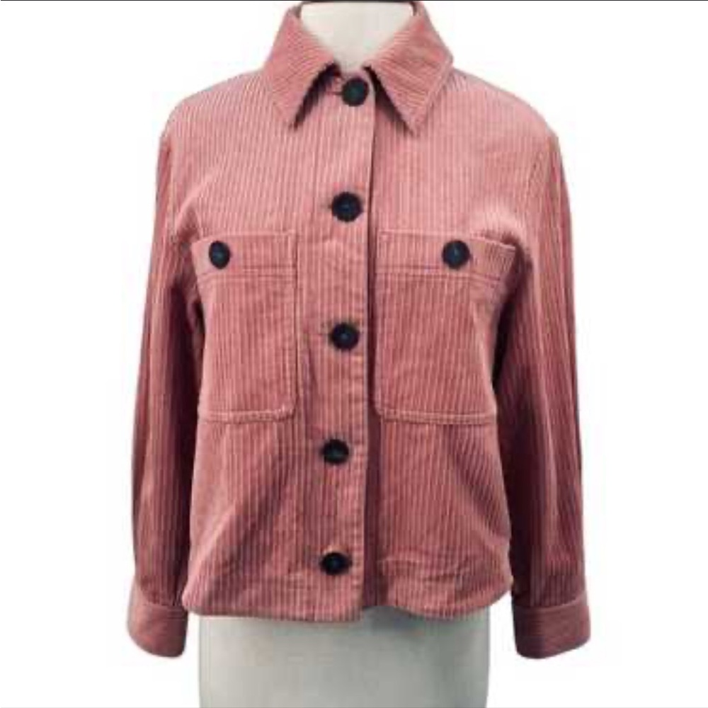 Pink Zara Corduroy Overshirt Shacket MEDIUM